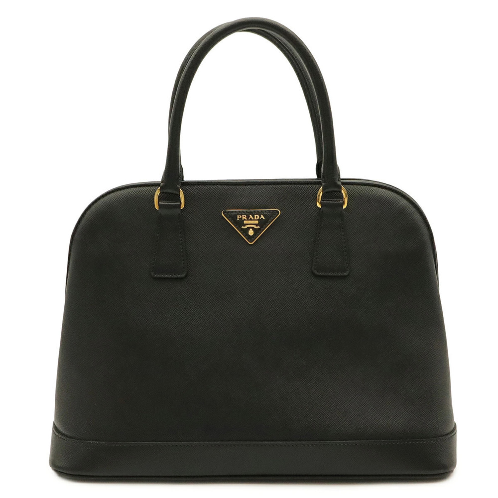 Prada Saffiano Leather Handbag Tote Bag Shoulder Black Nero Black
